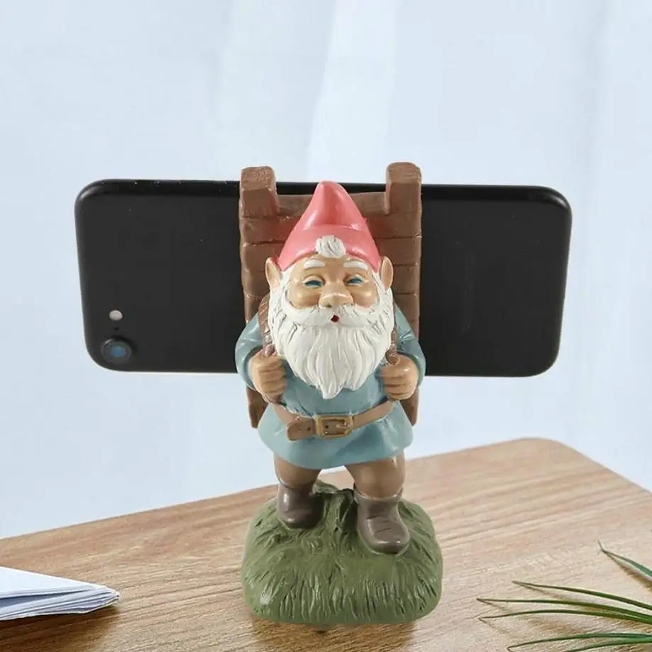 Soporte móvil Papá Noel de resina – Adorno navideño escritorio - imagen 4