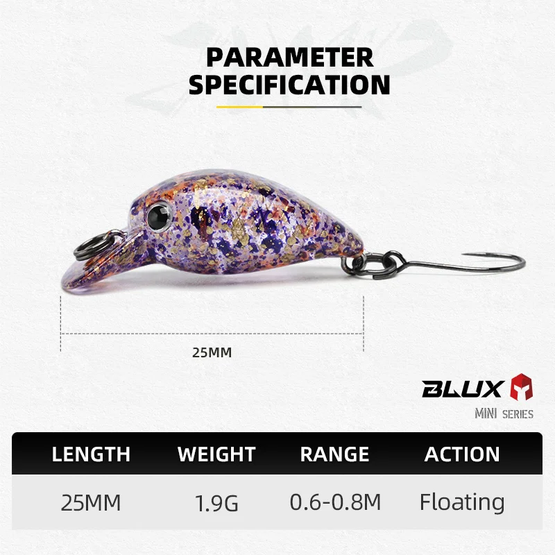 BLUX-señuelo de pesca de trucha Wobbler, cebo duro Artificial de 1,9g y 25mm flotante, Crankbait - imagen 3