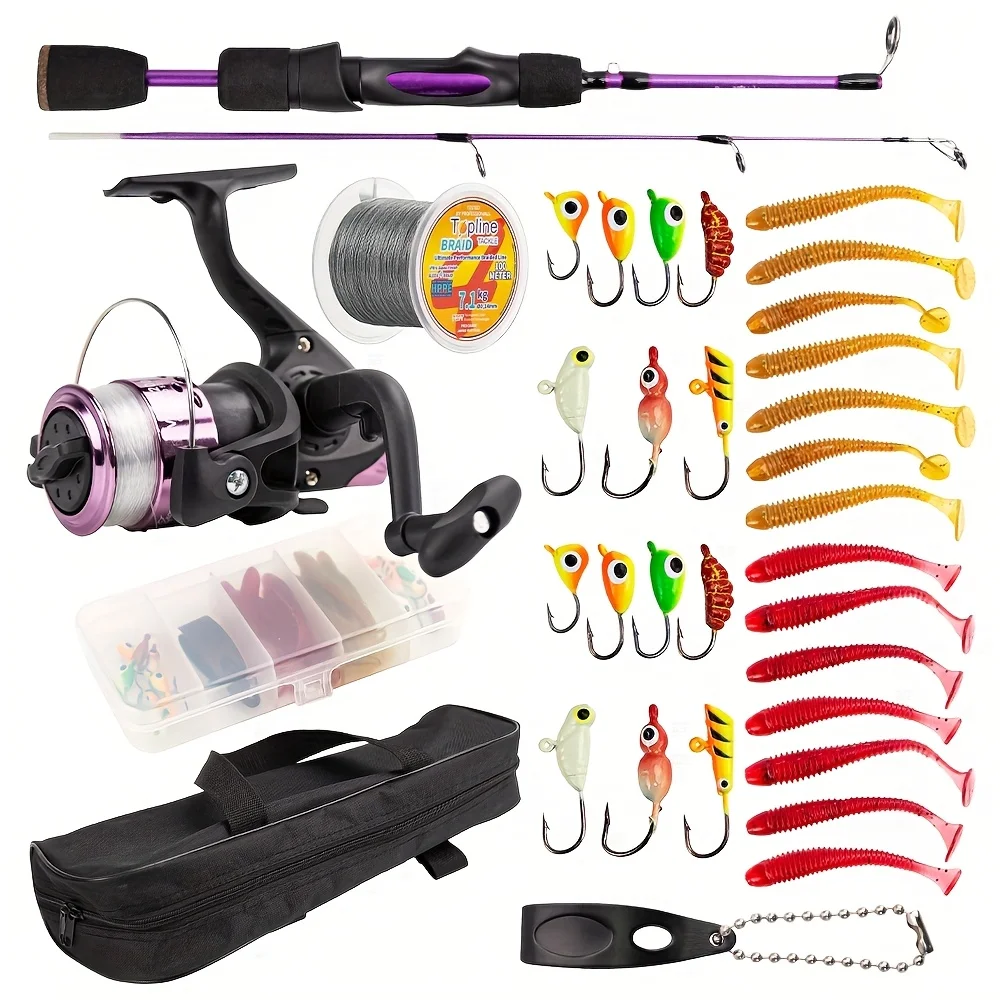 Kit pesca hielo carrete colorido con caña – Invierno - imagen 2