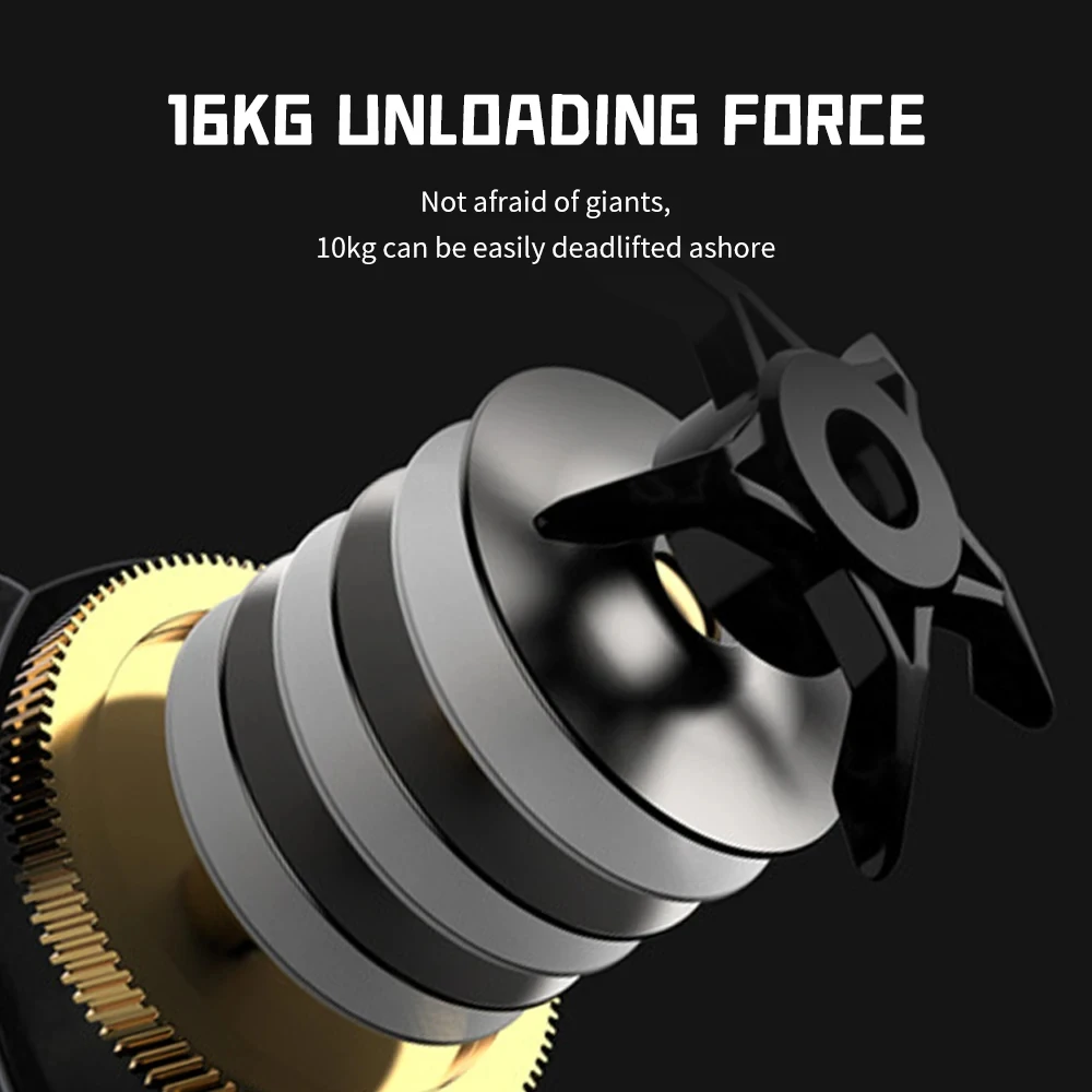 Carrete DEUKIO de carcasa de carbono para Baitcasting, sistema de freno doble, arrastre máximo de 16KG, 6 + 1 BBs, 6,3: 1, carretes de pesca de carpa de agua salada de alta velocidad - imagen 4