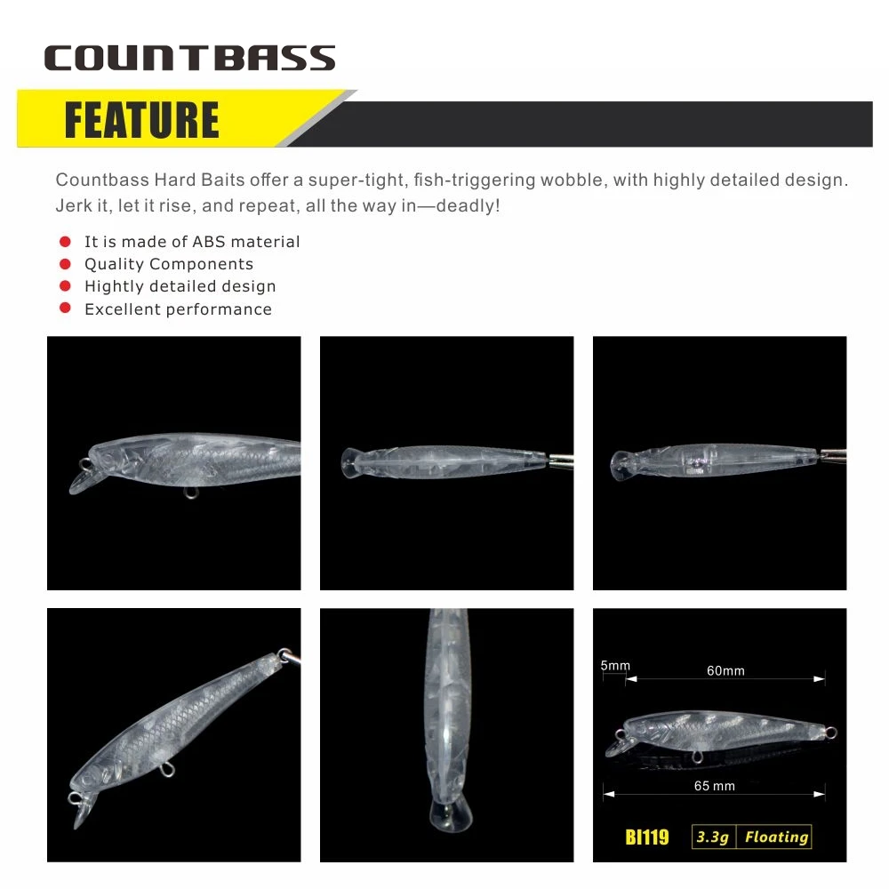 Countbass Cuerpos de señuelo duro en blanco – Pececillo flotante - imagen 3