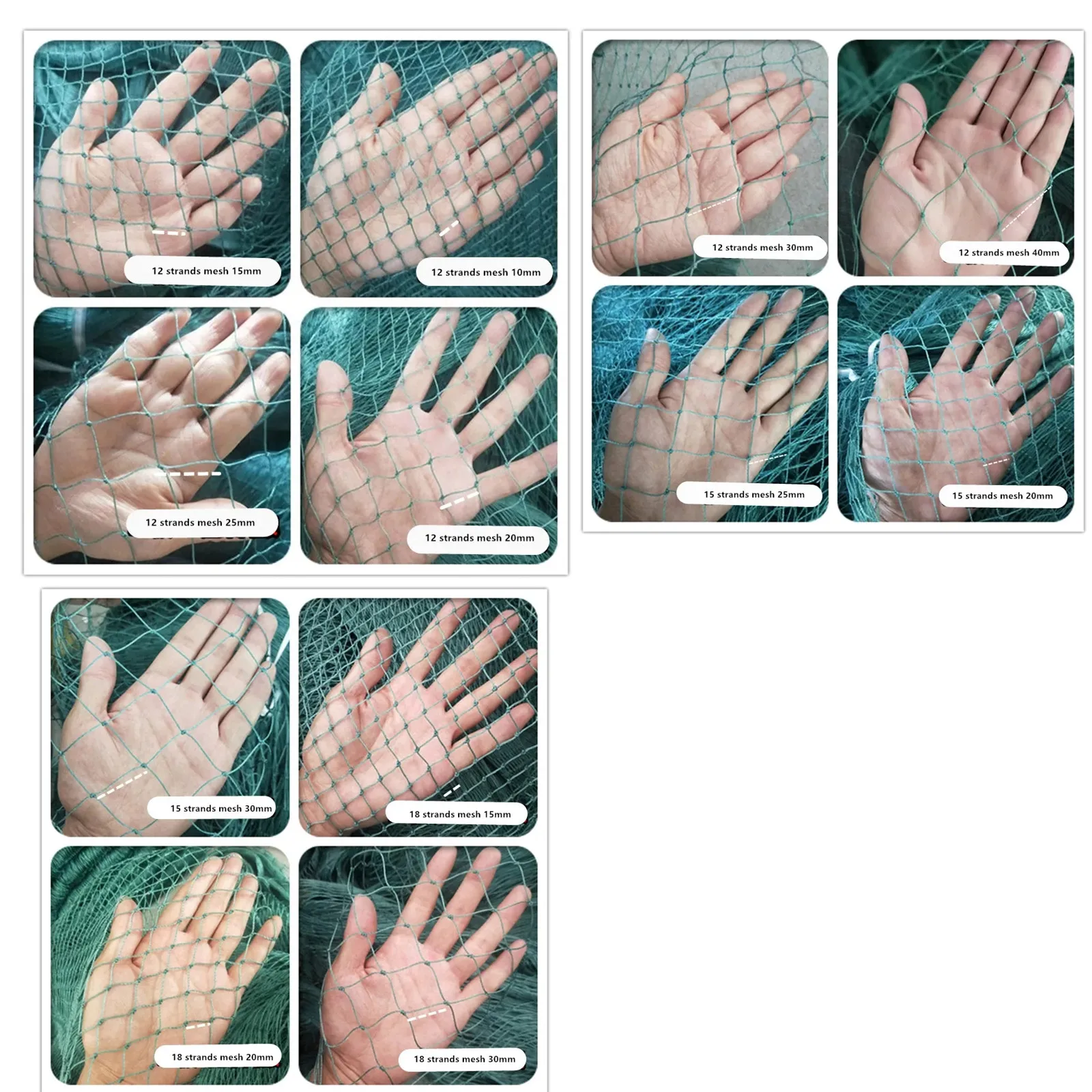 Red de peces semiacabada, red de basura de 6 hebras-24 hebras, red de valla para cultivos, red de jardín anti-pájaro, red de escalada para cultivos - imagen 4