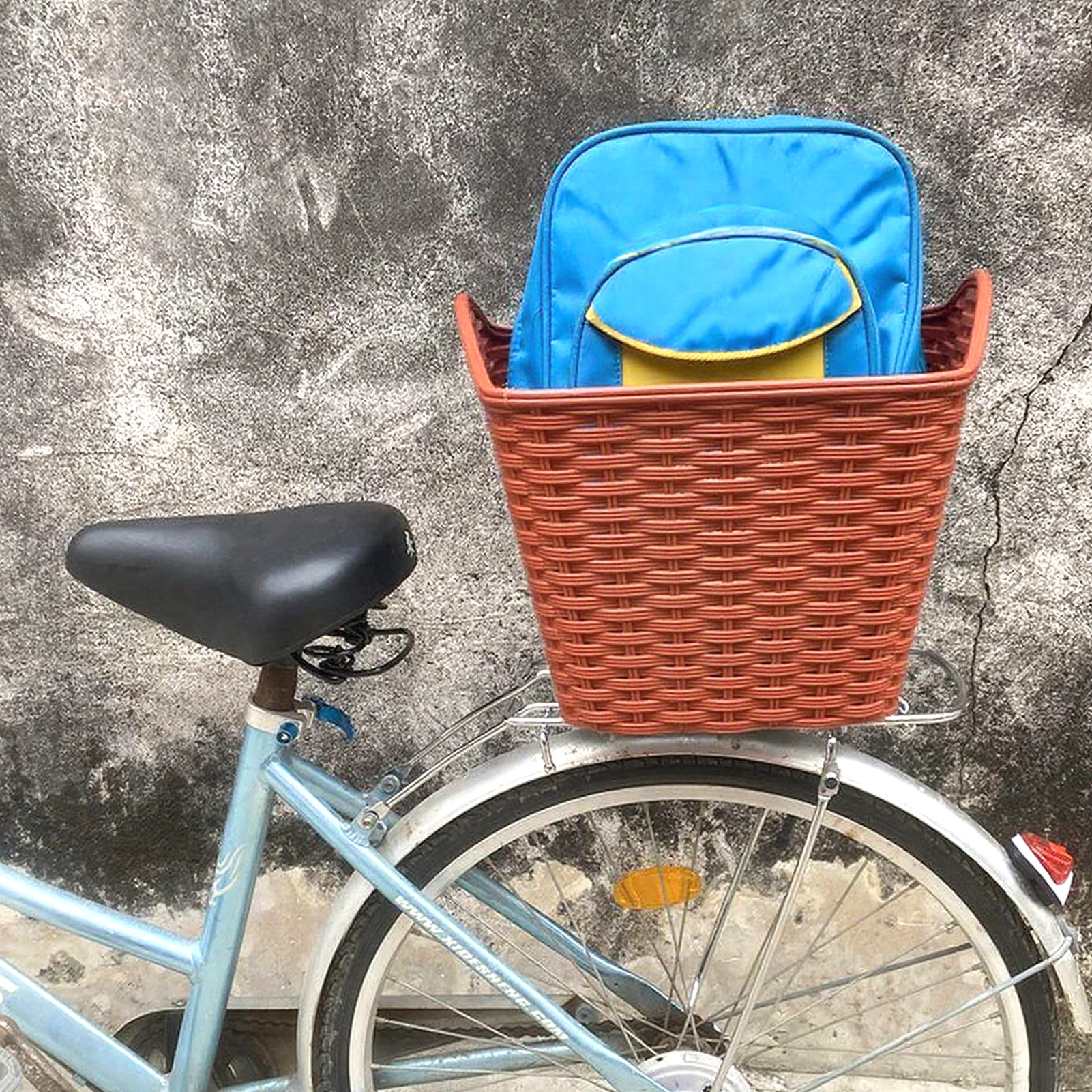 Cesta trasera para bicicleta, cesta de almacenamiento Universal de ratán hecha a mano para bicicleta eléctrica, cesta de almacenamiento portátil para ciclismo al aire libre - imagen 3