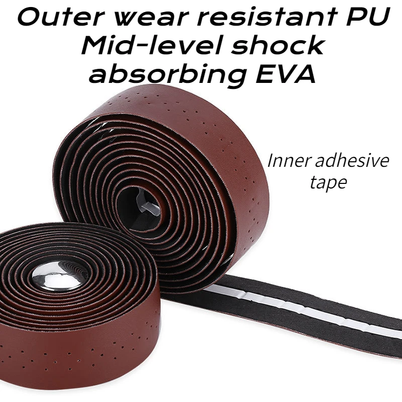 Cinta para manillar de bicicleta de carretera, accesorios de cuero Artificial PU con textura EVA, correa de perforación, 2150x30x3mm, 2 uds. - imagen 4