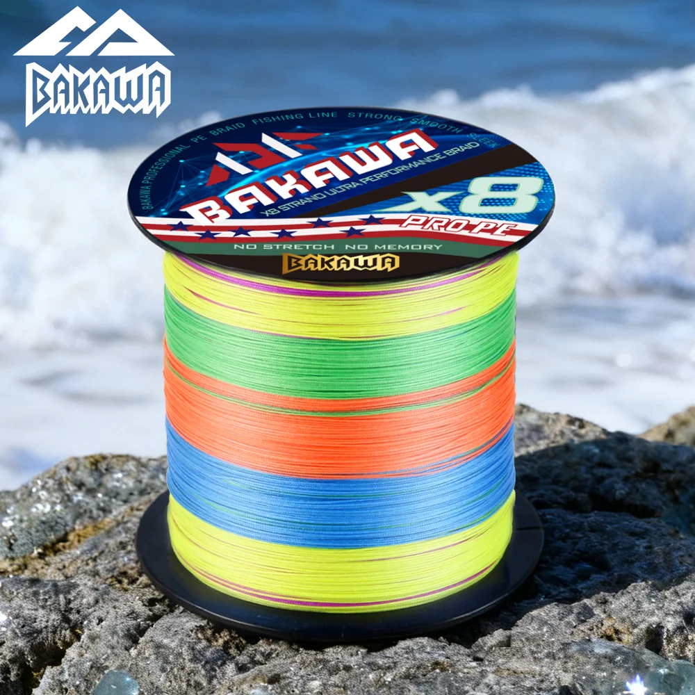 BAKAWA-sedal de pesca trenzado de 500M X8, productos de pesca de PE, agua de mar, agua dulce, accesorios para equipos de pesca de carpa, 22-90LB