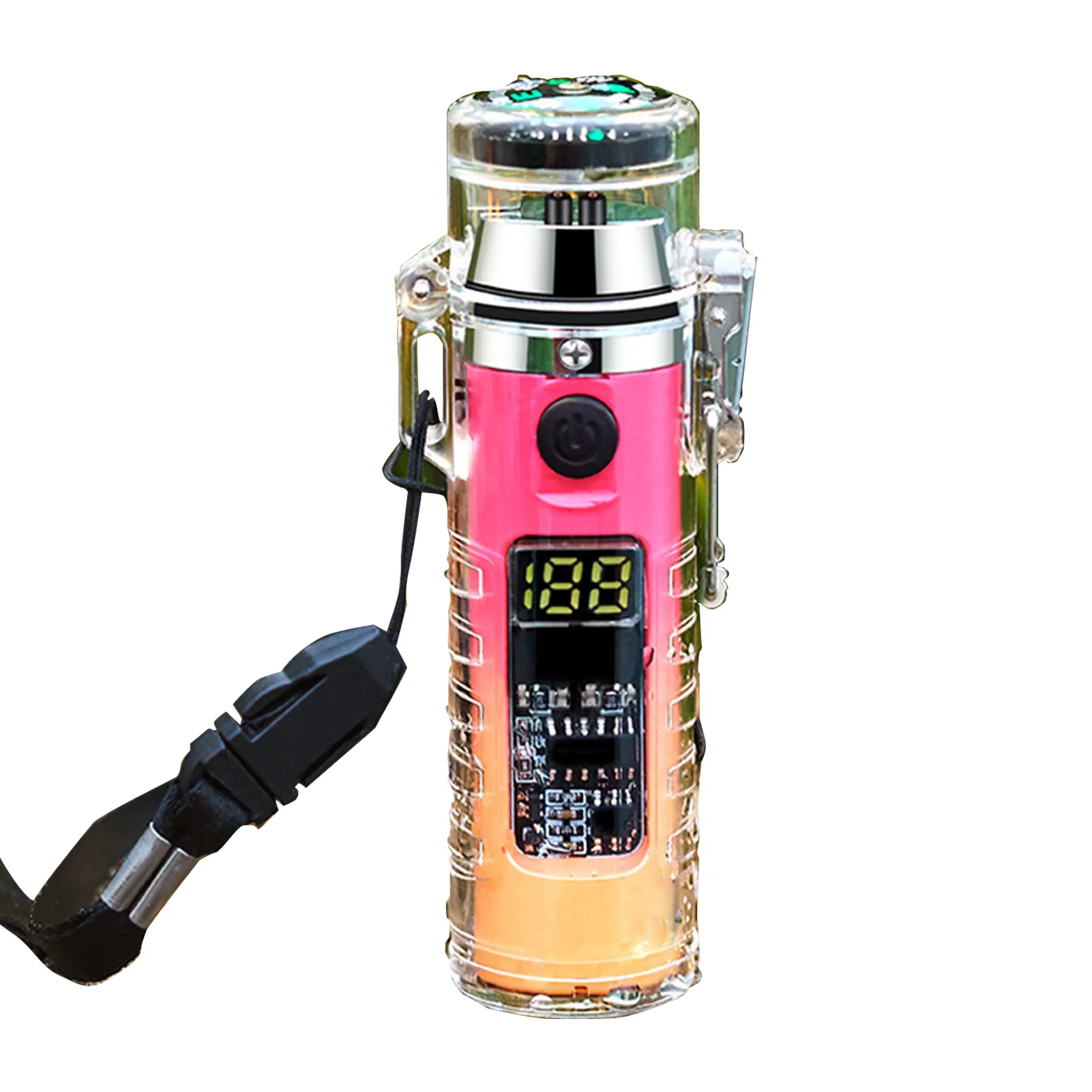 Un dispositivo rosa y plateado con una pantalla digital que lee 188