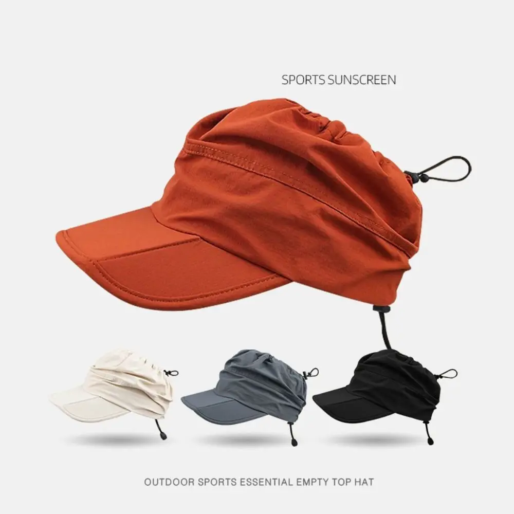 Sombrero de copa vacío de poliéster a prueba de sol, sombrero de secado rápido plegable ajustable para exteriores, protección UV, gorra deportiva impermeable para viaje para hombre