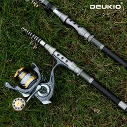 DEUKIO Caña y Carrete Spinning Telescópico para Surfcasting