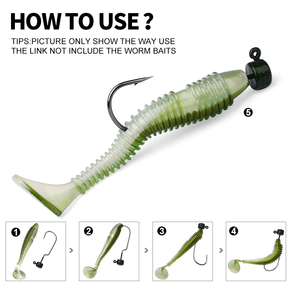 Un juego de 5 piezas, 3,5g, 5g, 7g, anzuelo con cabeza de manivela, anzuelo de pesca, señuelo Jig, cebo duro, gusano blando, anzuelo Jig para pesca - imagen 5