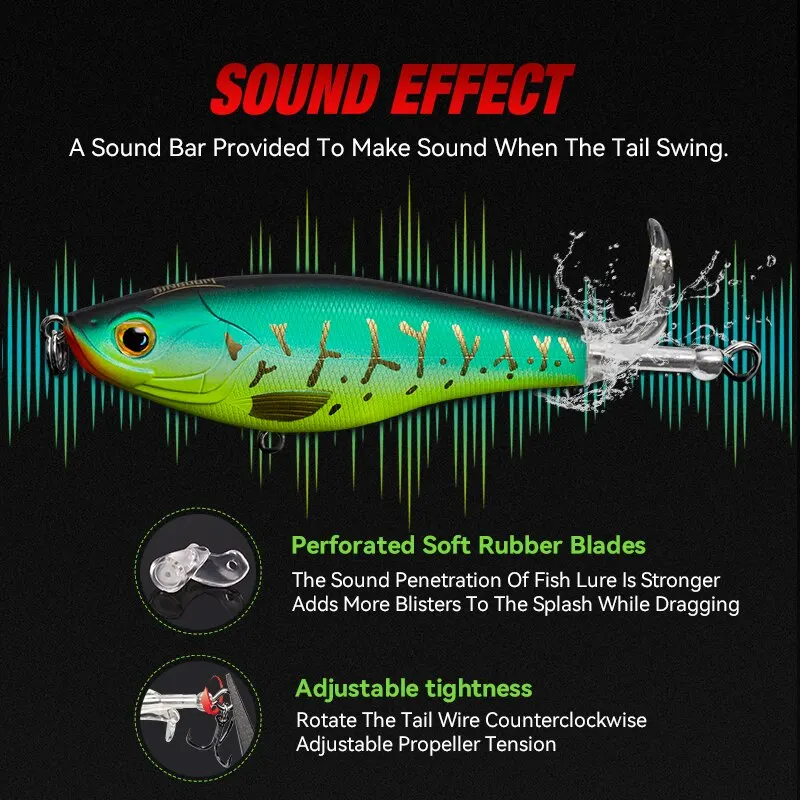 Kingdom Topwater hélice lápiz cebo Popper Whopper Plopper 90mm 11g 110mm 17g Wobblers artificiales para lubina señuelos duros - imagen 5