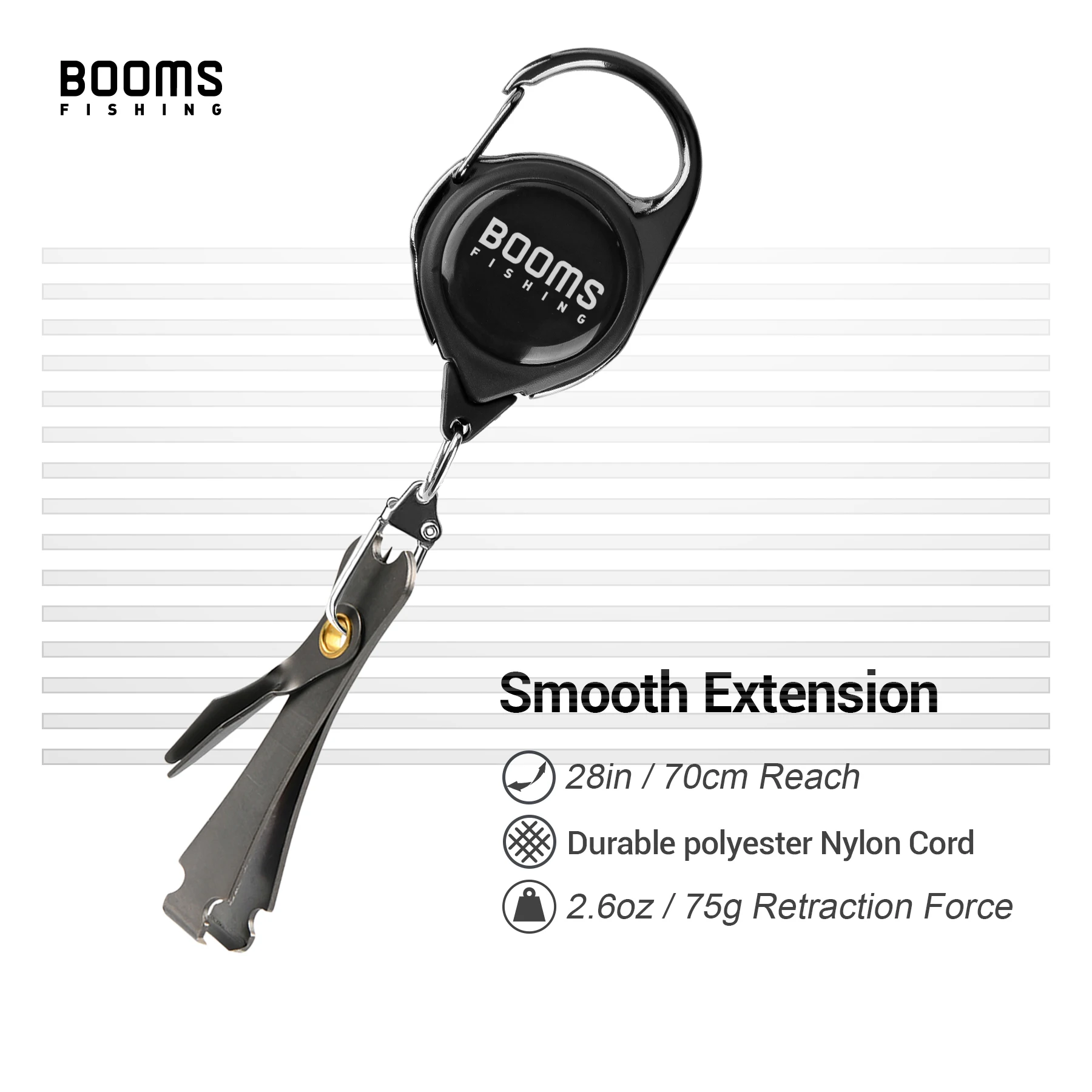 Booms-Herramienta para atar nudos rápidos, tijeras para sedal de pesca con mosca, cortador, pinzas, anudador rápido, aparejos Retractores Zinger - imagen 4