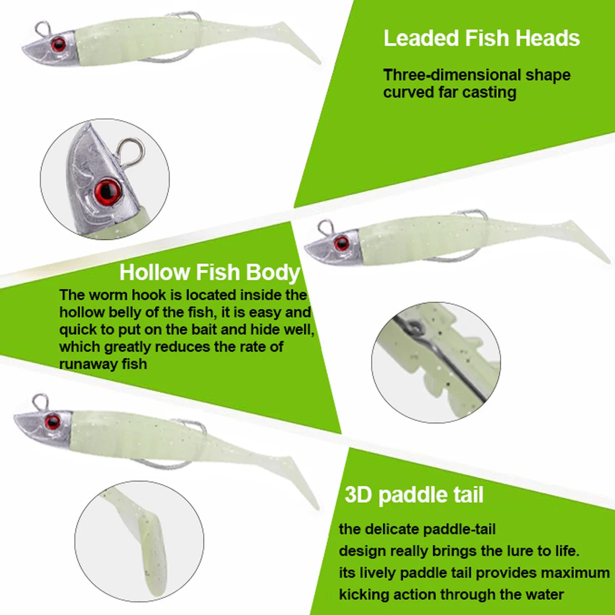Señuelos de pesca con cabeza de pez de plomo, 2 reemplazos, Crankbait, anzuelo compensado, 15g, 25g, aparejos de pesca de Jigging, cola en T, señuelo de lubina - imagen 2