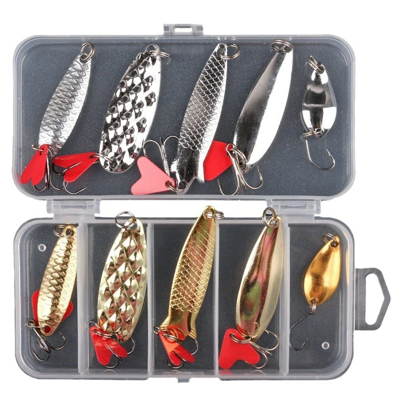 Spinner señuelo Wobbler oro y plata con plantilla metálica