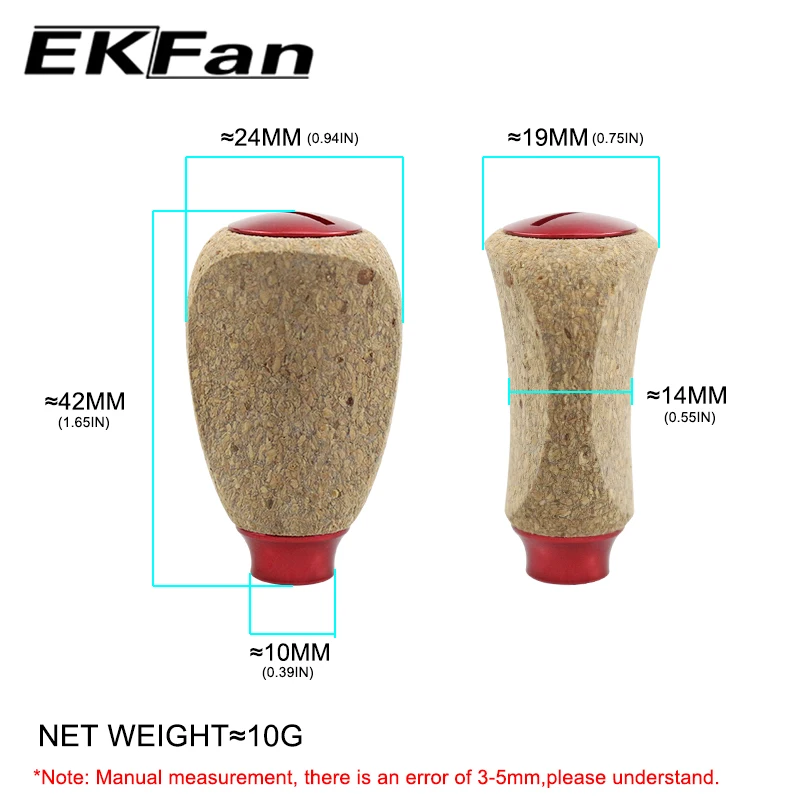 EKFan nuevo 42MM corcho 10G perilla traje para eje de 4MM 7x4x2,5 MM rodamientos Bastcast mango de carrete giratorio DIY - imagen 5