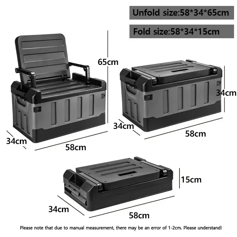 Caja de almacenamiento plegable grande, caja de almacenamiento portátil para asiento de camping al aire libre, caja de almacenamiento de equipaje gruesa, caja de pesca, respaldo - imagen 5