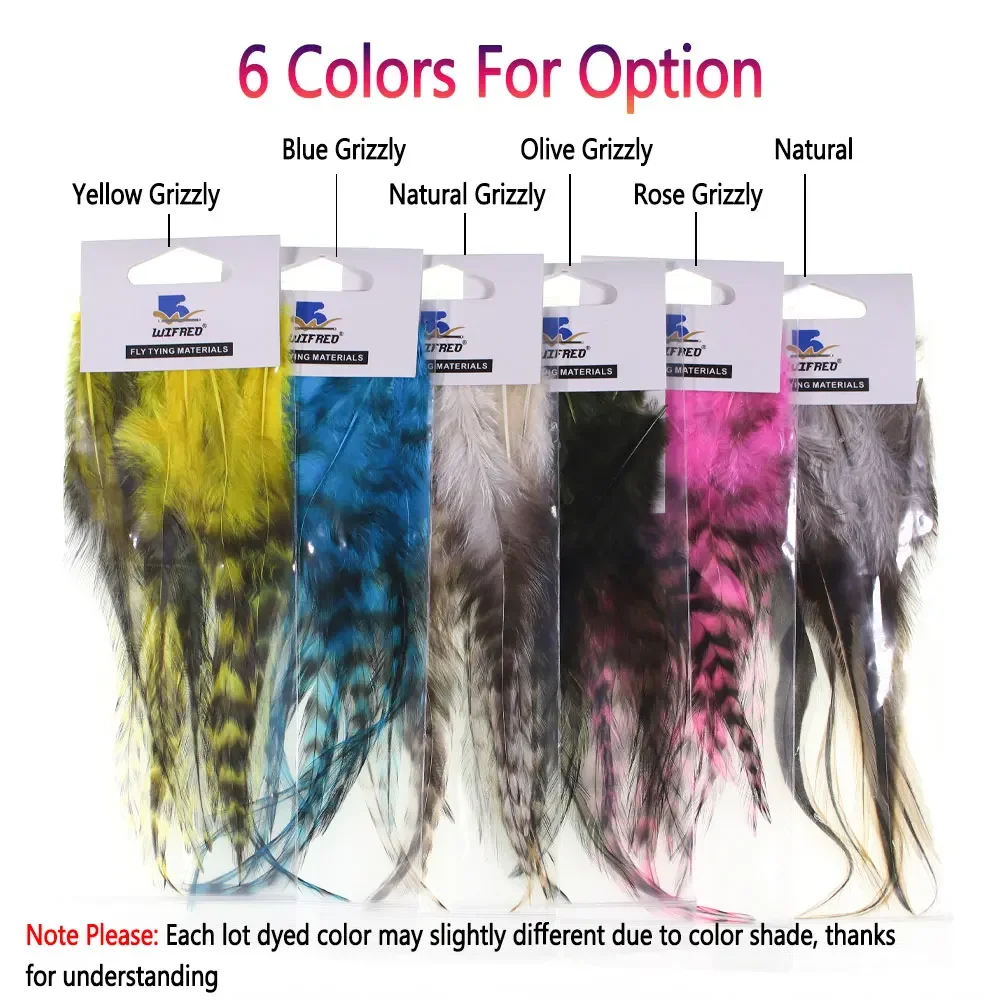 Bimoo 10 unids/pack Grizzly sillín Hackle pluma gallo pelo atado de moscas Material para bajo insecto Pike Steelhead moscas Streamer - imagen 3