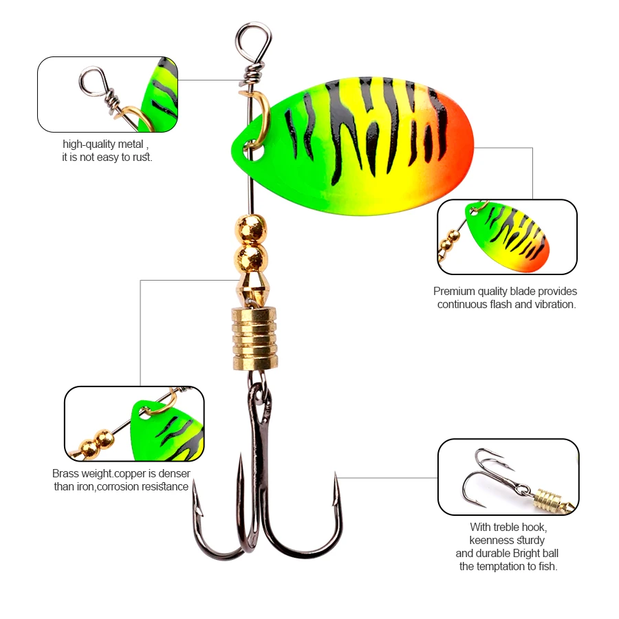 FISH KING-Cebo giratorio de Metal, señuelo de pesca Biónico de 4g, cebos duros de alta calidad con ganchos afilados - imagen 5