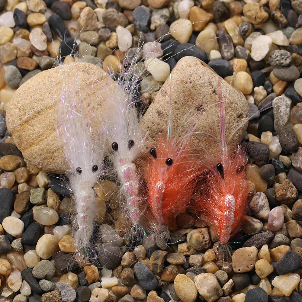 Señuelos de cebo de pesca Sabiki, camarones artificiales que se hunden, trucha, agua salada, Flash trasero, perla, #6, naranja, #1, 4 piezas - imagen 5