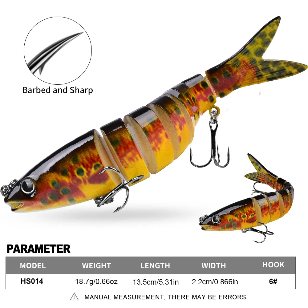 Proberos-señuelos de pesca Wobblers que se hunden, Crankbait articulado, Swimbait, cebo Artificial duro de 8 segmentos para aparejos de pesca - imagen 3