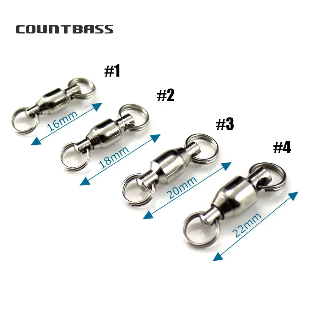 Coutbass 50 piezas súper rodamiento de bolas giratorio con conector de anillos divididos, tamaño 1,2,3,4 accesorios de pesca - imagen 4