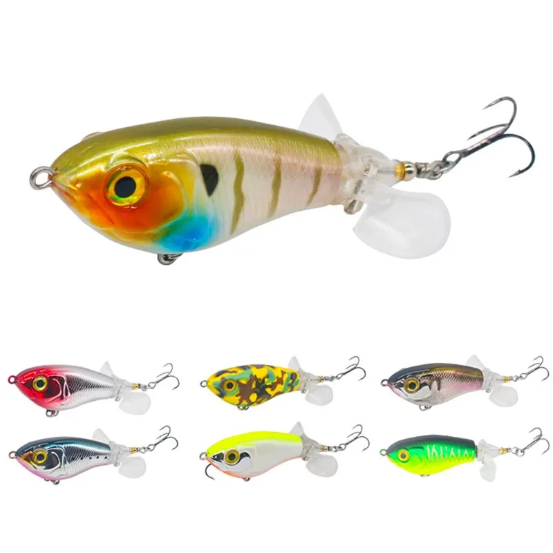 9g con 8 #   Señuelo de triple gancho de níquel negro Shuang Ye, superficie de hélice, tractor, lápiz flotante, cebo de ruido biónico.