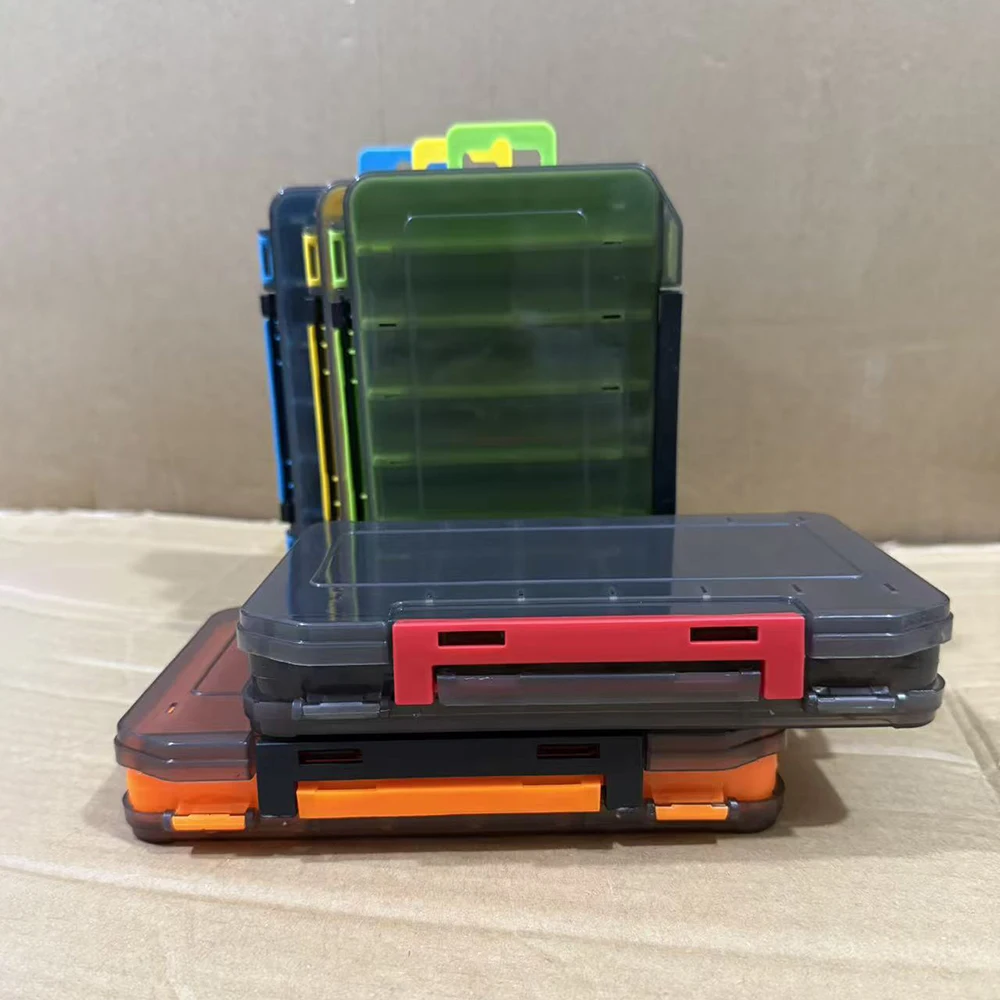 Paquete de 2 cajas de almacenamiento de aparejos de pesca de doble cara, organizador duradero de cebo y anzuelos ABS/PP para accesorios de pesca