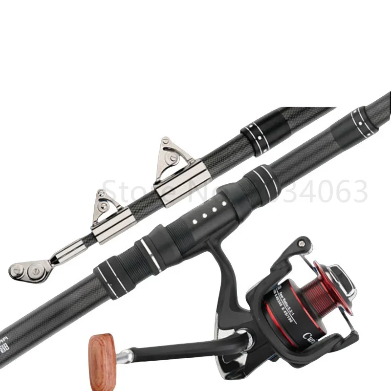 Caña de pescar telescópica de 2,1 m, caña giratoria de lanzamiento de distancia, caña de Surfcasting de carbono para Baitcasting, caña de roca de playa - imagen 3