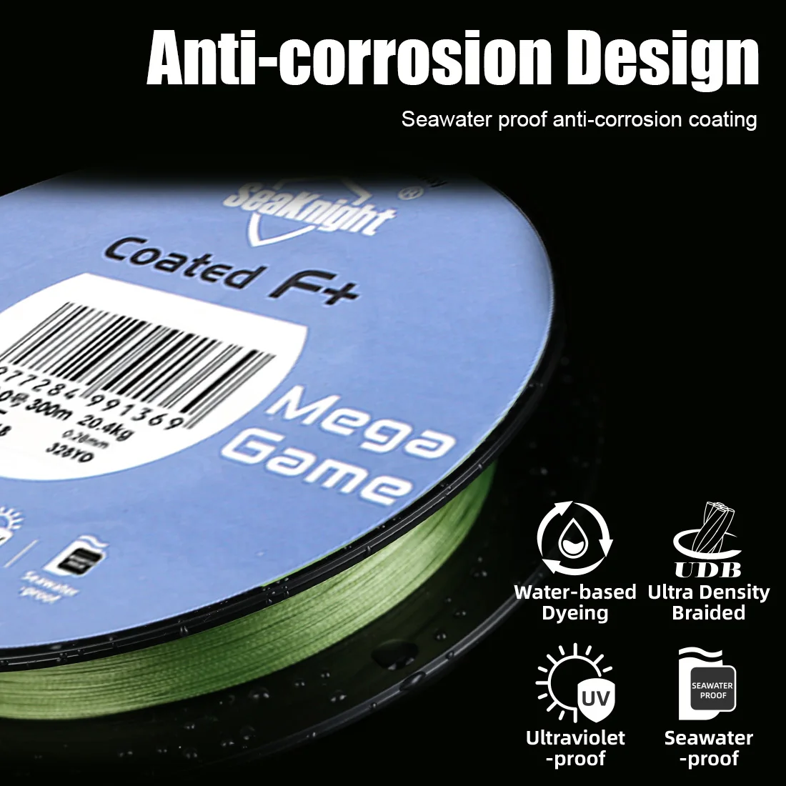 Línea de pesca trenzada SeaKnight MegaGame 2025, 150M/300M, resistente al agua de mar, Si + revestimiento a prueba de rayos UV, 8 tejidos, línea de PE multifilamento suave - imagen 4