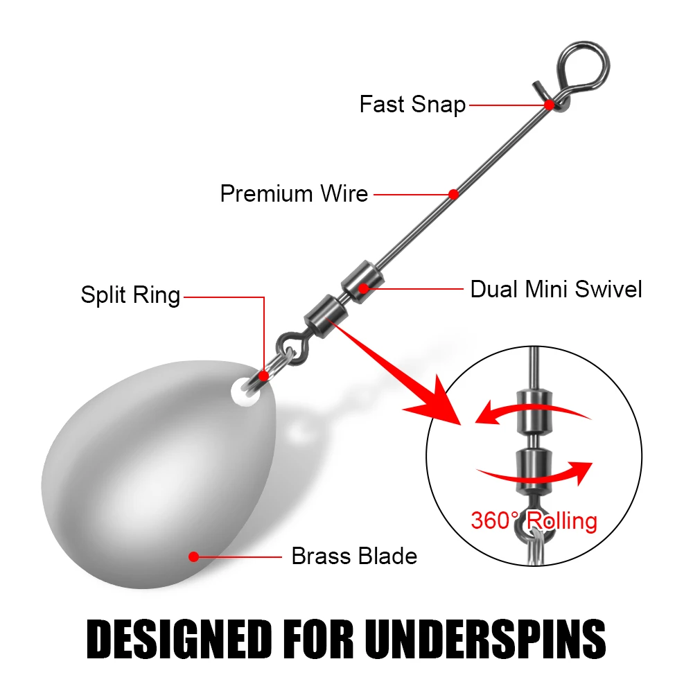 Spinpoler-combinaciones de hojas de latón, Spinner con junta giratoria y alambre, anzuelo compensado de sauce plateado, Colorado, accesorios de pesca - imagen 4