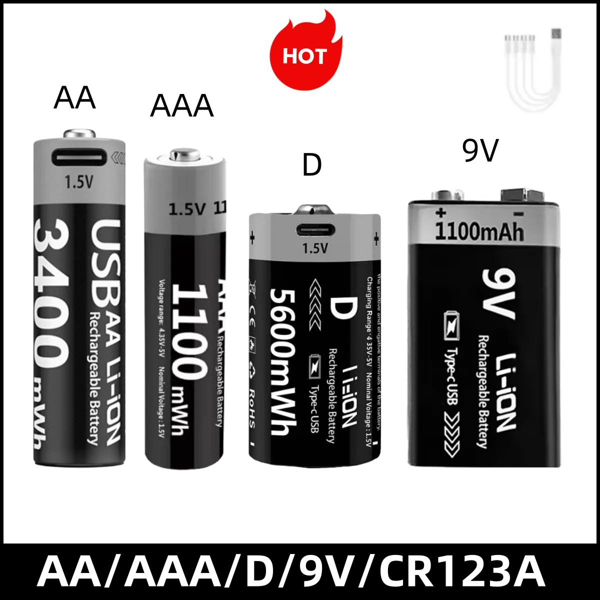 Baterías Recargables Litio USB para Pesca