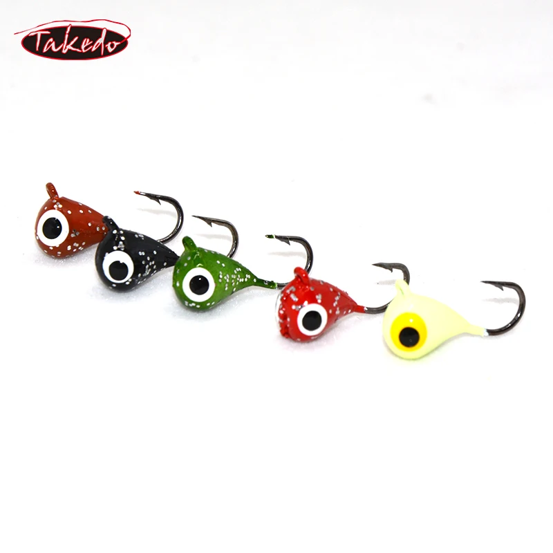 TAKEDO-señuelo luminoso para pesca en hielo, Crankbaits, anzuelo con cabeza de anzuelo de Metal, señuelo para trucha, invierno, SP17, 19mm, 2,1G, 5 uds. - imagen 5