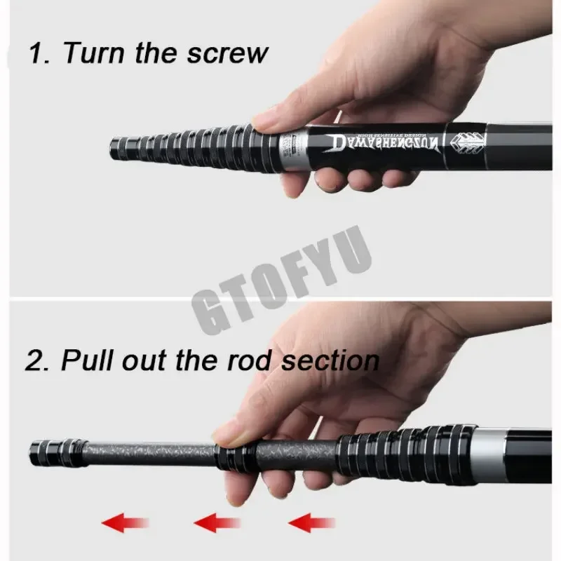 Caña de pescar súper ligera de carbono de alta calidad, mango telescópico de fibra posicionable, caña de pescar de viaje 3.6M4.5M7.2M8M9M10M - imagen 5