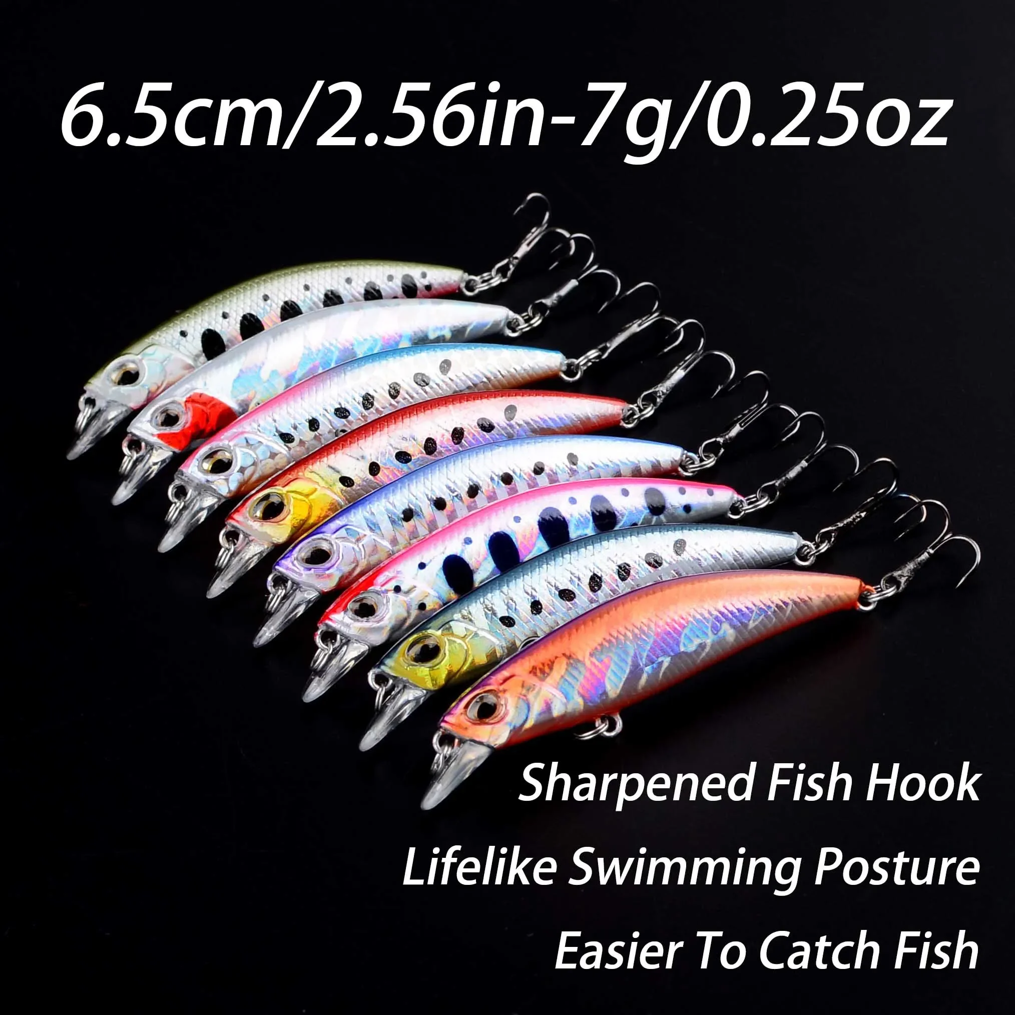 8 Uds Minnow señuelo de Pesca trucha de agua dulce cebo duro Artificial Pesca Isca Wobblers para Lucio Swimbait suministros de Pesca - imagen 3