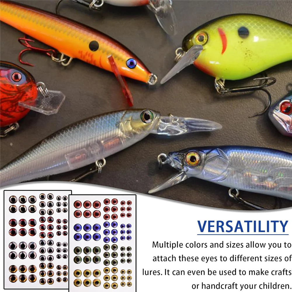 288 Uds ojos de pesca para señuelos 4D/5D ojos de señuelo de pesca holográficos 6/8/10mm pesca con mosca pececillo cebo Artificial aparejos de pesca - imagen 4