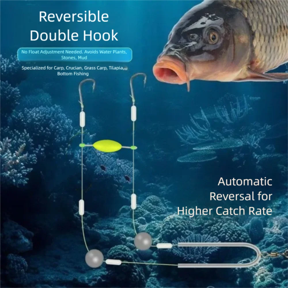 10 Uds. Aparejos de Pesca con suspensión, anzuelo Anti línea inferior, gancho doble para Pesca, bifurcador listo para usar, aparejos de Pesca de carpa S/L - imagen 3