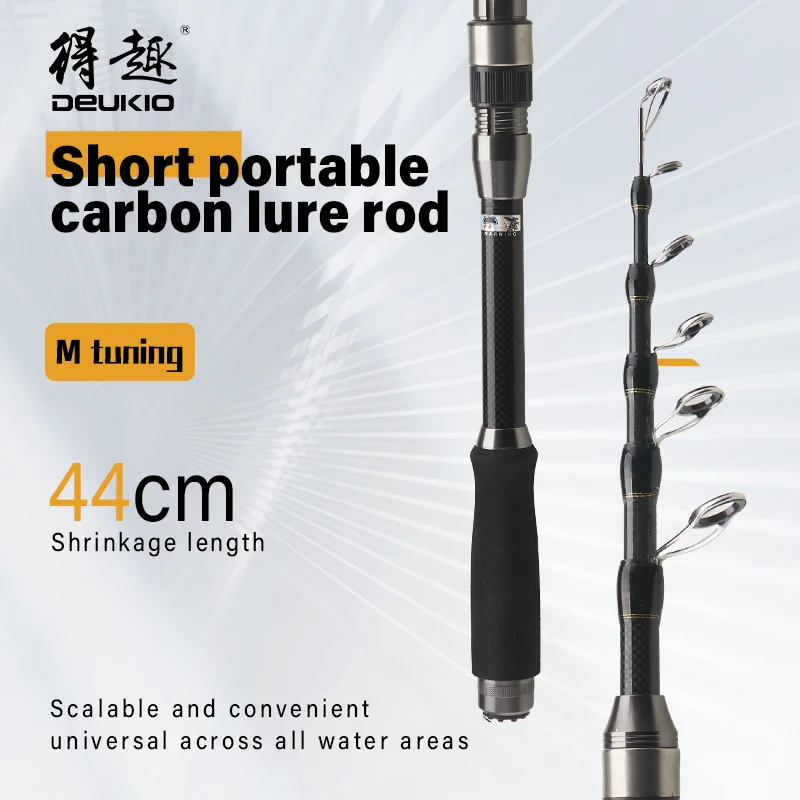 Cañas de pescar de mar DEUKIO de alta cantidad, caña de pescar telescópica de fibra de carbono, aparejos de pesca giratorios de 1,8 M y 2,1 M - imagen 2