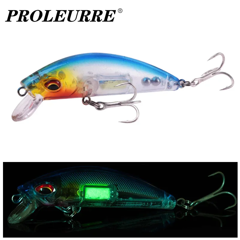 Señuelo luminoso wobbler hundimiento anzuelos plástico pesca nocturna - imagen 2