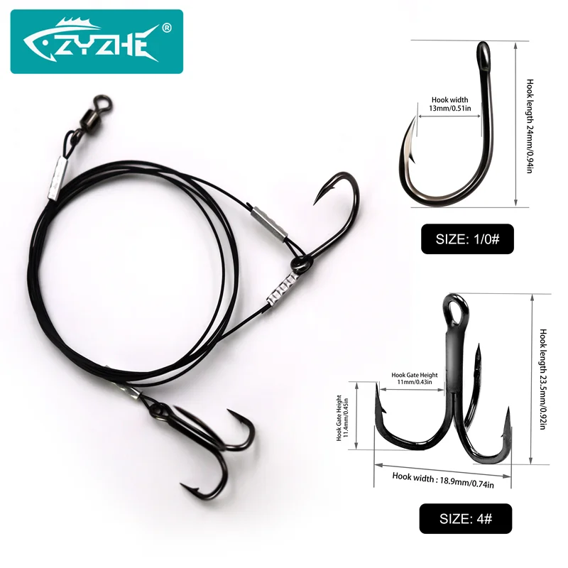 ZYZ-aparejos de pesca en el mar, cebo vivo con alambre de acero de 7 hebras, anzuelos individuales gruesos y anzuelos triples Bkk, aparejo de pesca Stinger