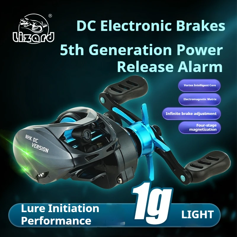 Carrete de Pesca Baitcasting LIZARD BOKI DC, Control Digital, Lanzamiento Largo, Arandelas de Carbono, 7.6:1, 10+1BB, Arrastre Máximo 5kg, Carrete para Agua Dulce y Salada