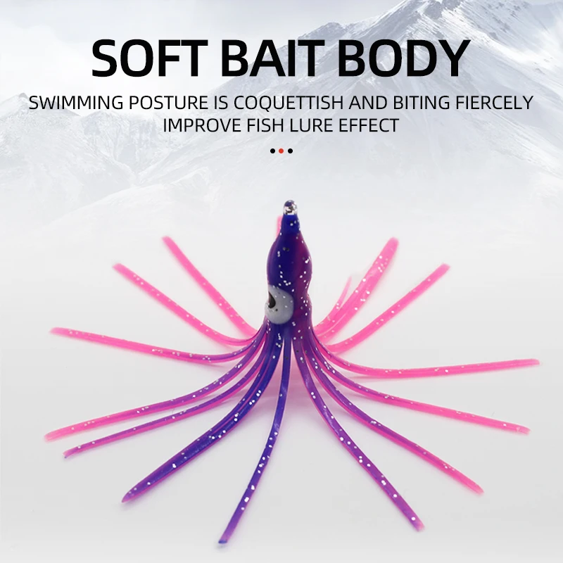 50 Uds 5-12cm 20 colores mezclados señuelo de pesca de calamar brillante goma suave pulpo falda de calamar cebo lubina atún pesca de carpa - imagen 3