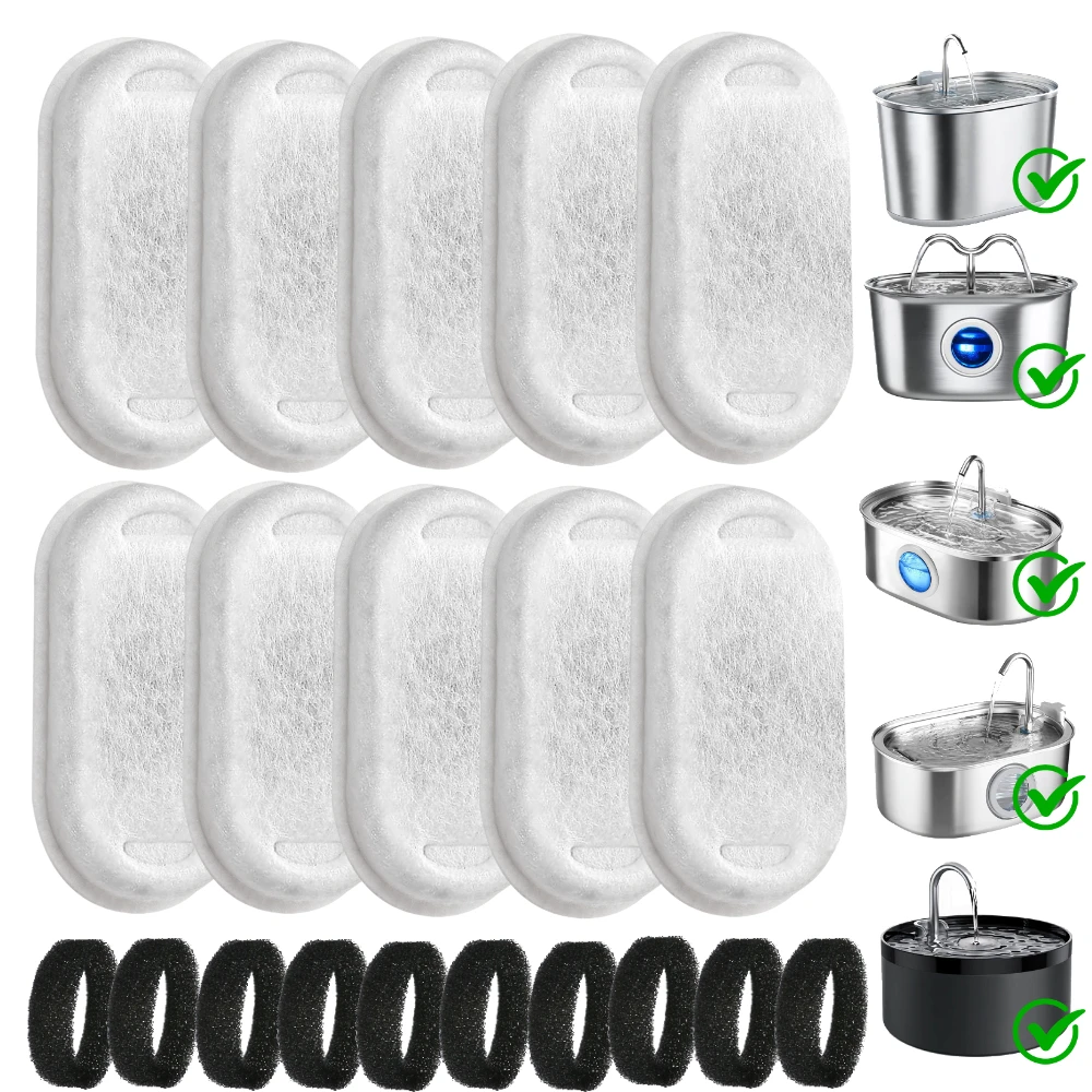 Filtros de repuesto para fuente de agua de gato, elemento filtrante para fuente de agua de gato de acero inoxidable, filtros de esponjas de carbón activado
