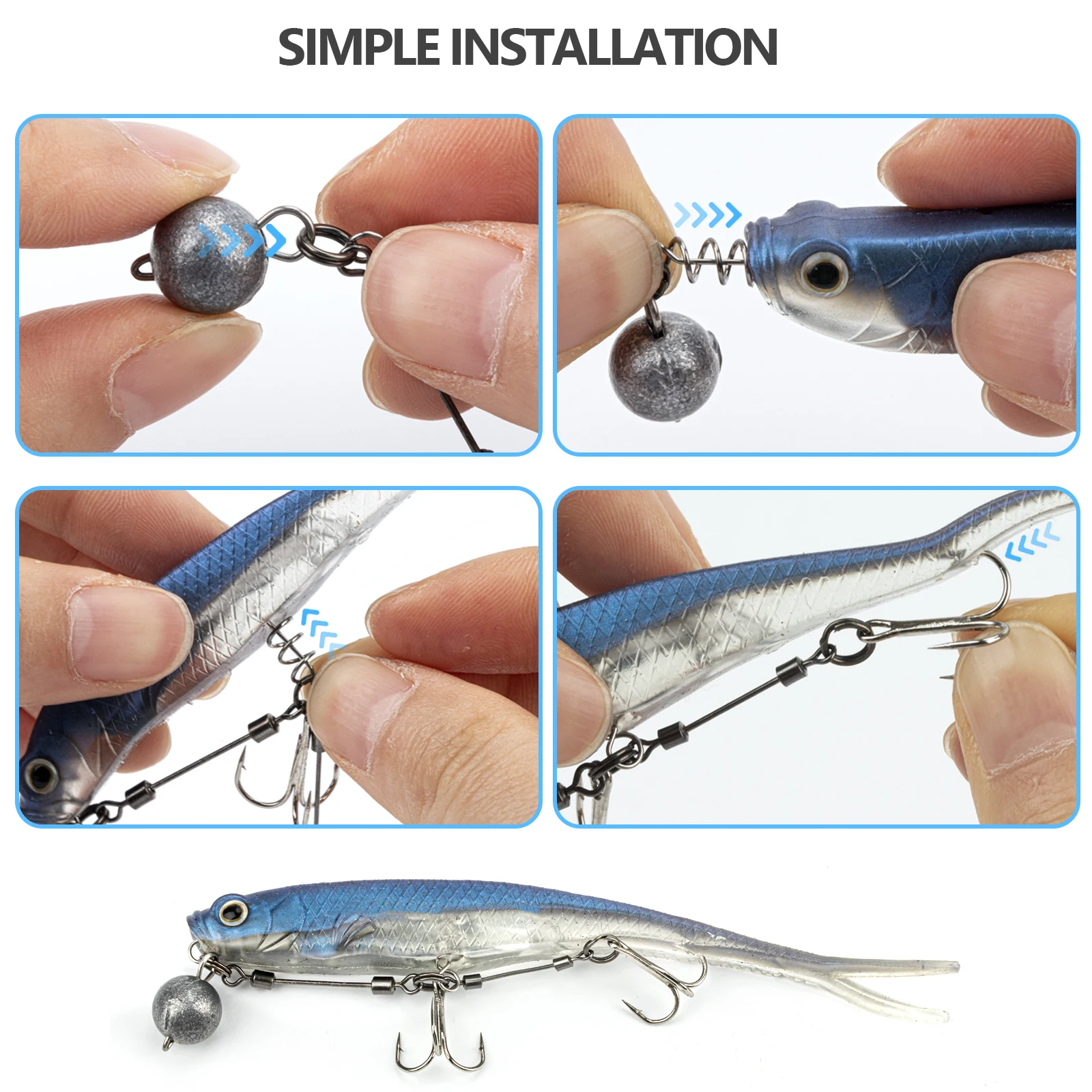 THKFISH Pike Stinger Rig anzuelos triples S M L anzuelo de pesca con tornillo de múltiples depósitos con conector de clavija de peso de plomo para Swimbait - imagen 4