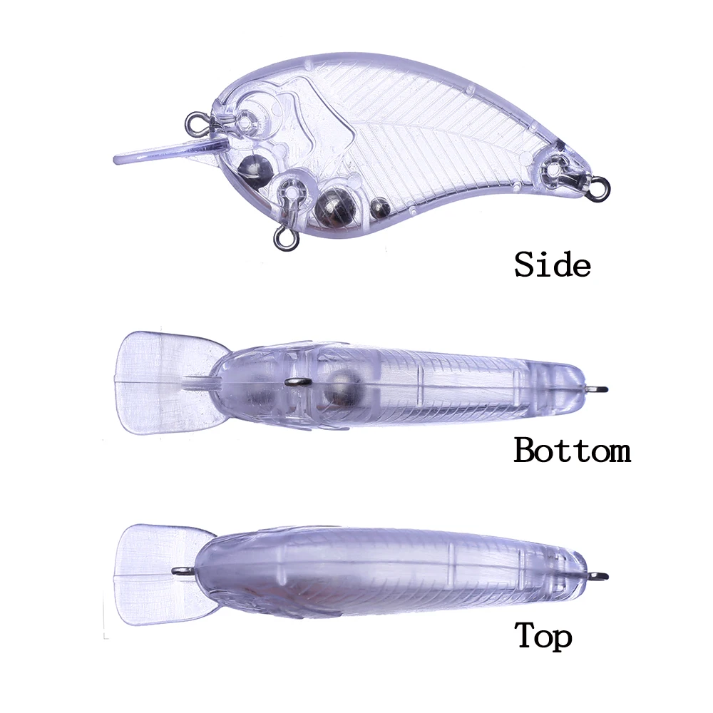 Chan'sHuang-cebo en blanco sin pintar, 20 piezas, 70mm, 7,5g, factura cuadrada flotante, sonajeros de cuerpo lateral plano, señuelo de pesca Artificial Crankbait - imagen 2
