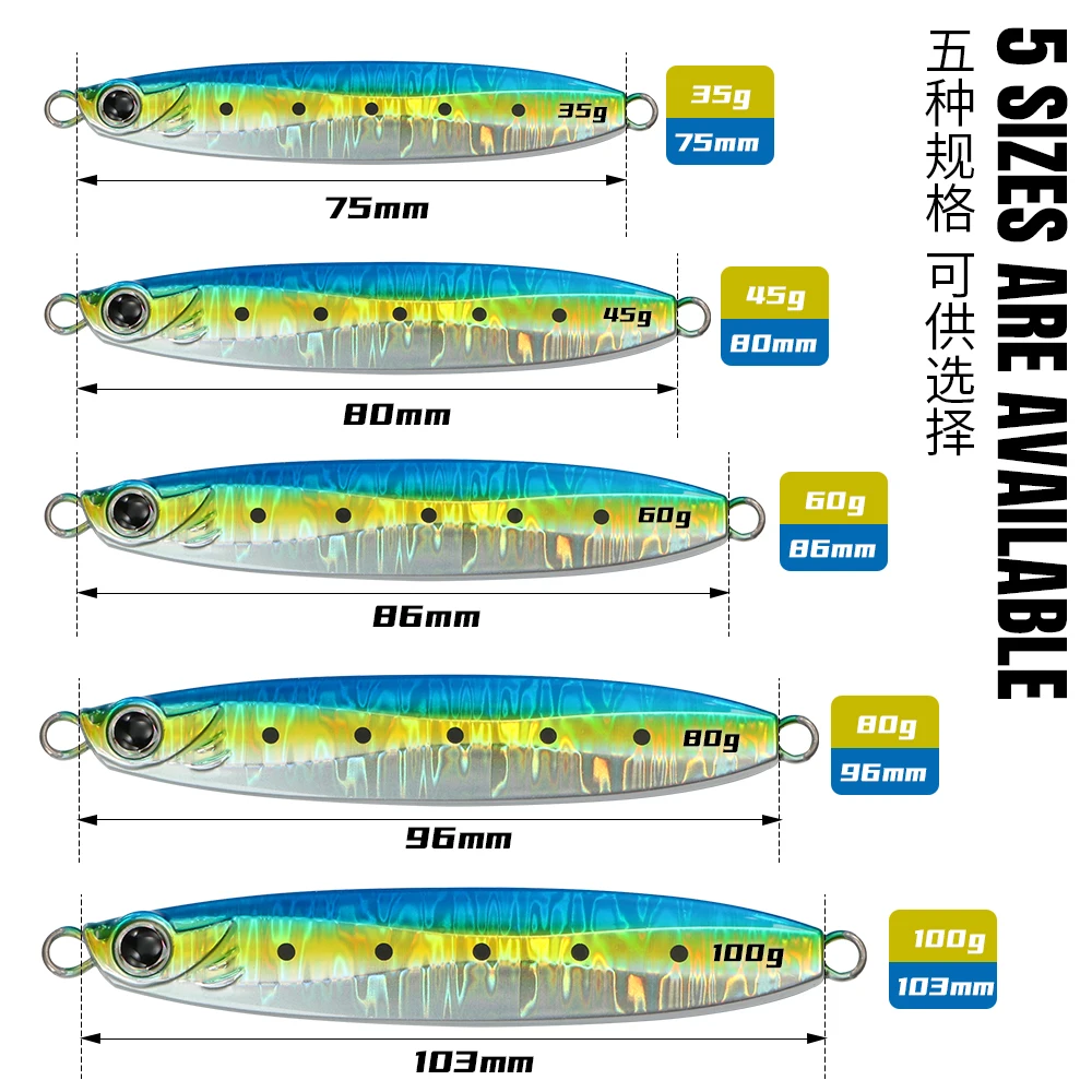 JIGGINGPRO 35g 45g 60g 80g 100g Coltsniper plantillas de Metal Japón señuelo de Jigging de fundición larga señuelo de pesca de mar - imagen 2