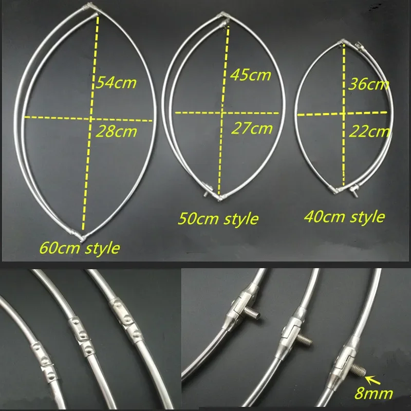 Anillo de acero inoxidable sólido, línea de nailon fuerte, D40cm-60cm, red de aterrizaje de cabeza, red de pesca, red Turck, inmersión - imagen 4