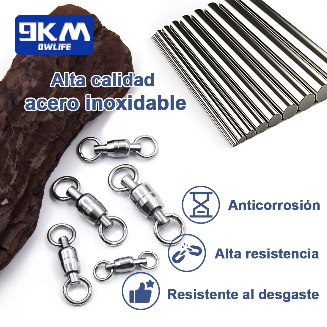 Rodamiento de bolas giratorio, 10 ~ 30 Uds., anillos sólidos de acero inoxidable, giratorios de pesca, pesca en agua salada, barril de curricán, conector de señuelo giratorio - imagen 4