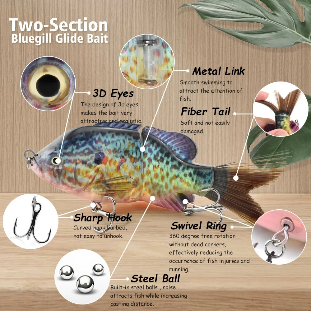 Señuelo de pesca articulado, 120mm, 34g, cebo duro, Swimbait, cepillo, cola, lubina, cebo bluegill, swimbait - imagen 3