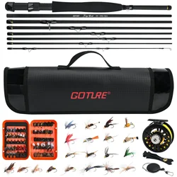 Goture Combo pesca a mosca – Caña carbono, carrete y tubo PVC