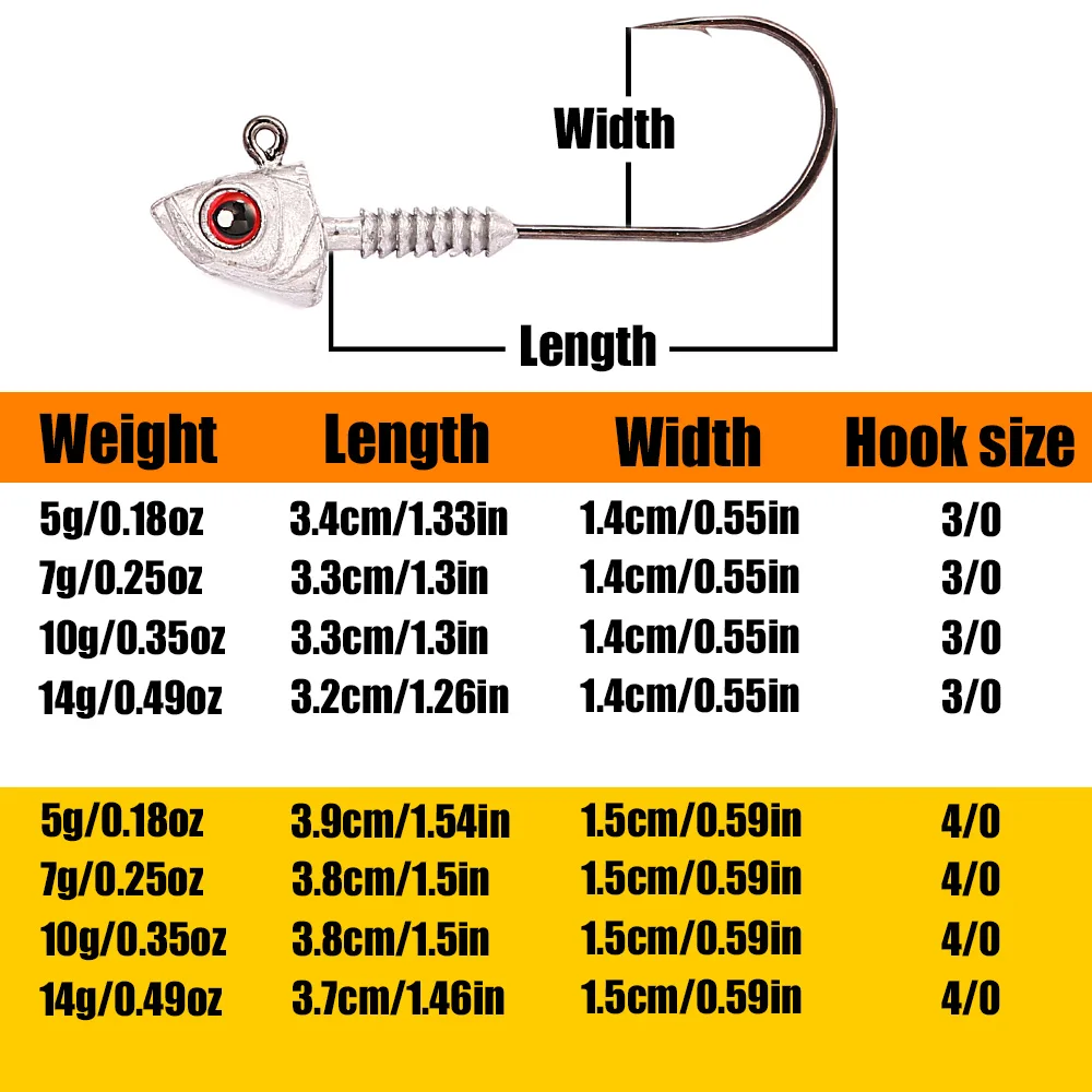 B & U Jig Head Spinner — Anzuelo para vinilo con ojo 3D - imagen 2