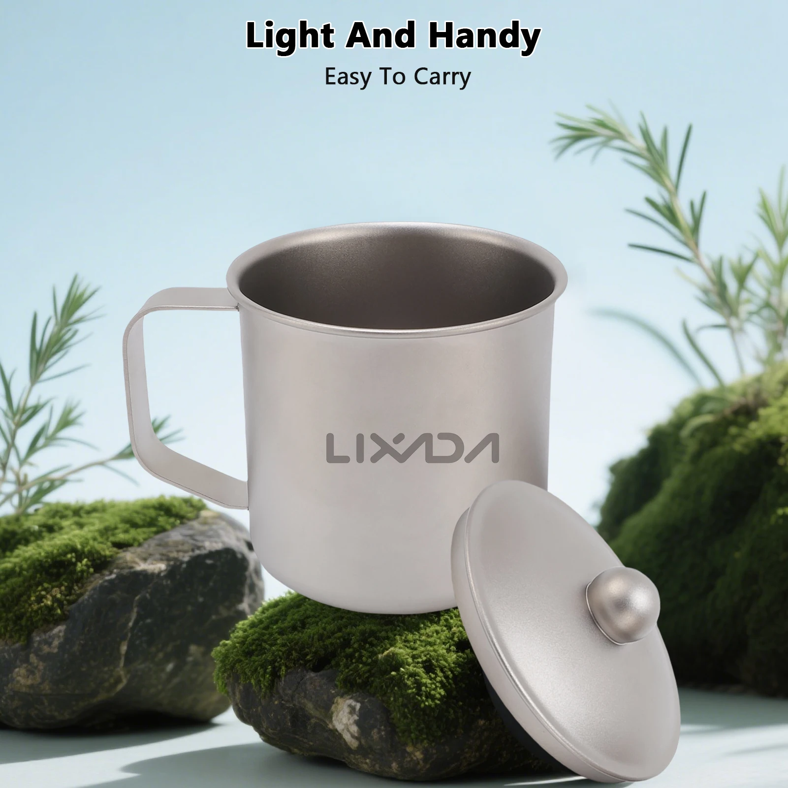 Taza de Camping, taza de Camping, taza de Ti pura de 360ml con tapa para agua al aire libre, taza de té y café para cocinar té, equipo de supervivencia - imagen 5